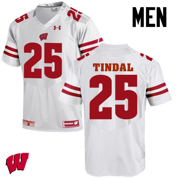 Men Wisconsin Badgers #25 Derrick Tindal College Football Jerseys-White - Click Image to Close